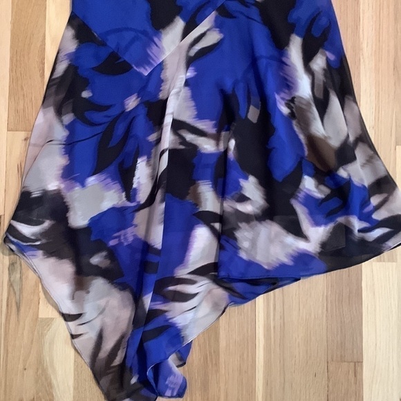 ADRIANNA Papell Blurred Chiffon Sleeveless Dress Drop Waist Blue/Black Women’s 4 - Picture 4 of 14